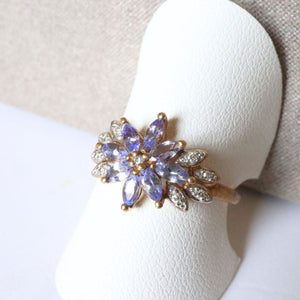 9ct Dress Ring with Tanzanite and Diamond