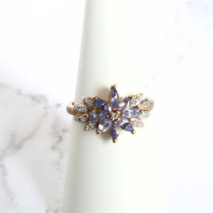 9ct Dress Ring with Tanzanite and Diamond