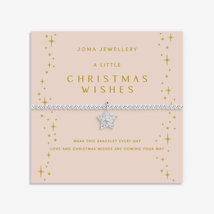 Silver star charm bracelet on a stretch cord.