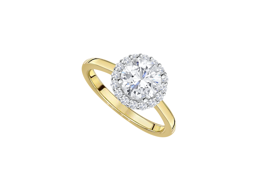 9ct yellow gold cz halo cluster ring | Carathea