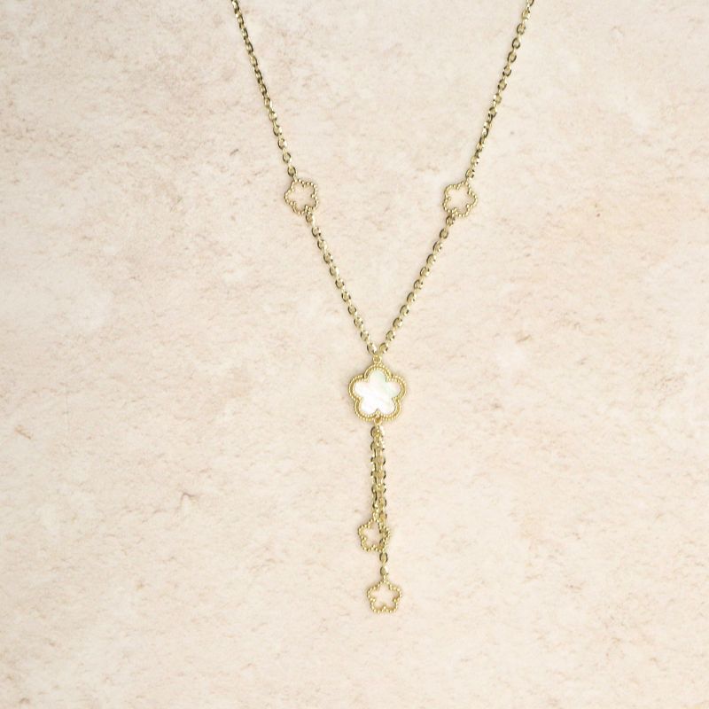 Gold and mother of pearl clover necklace - Carathea jewellers