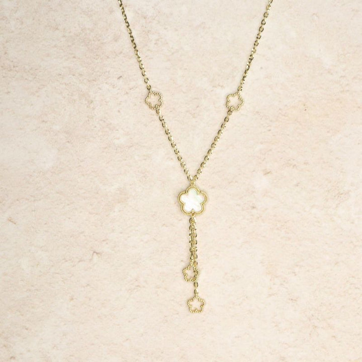 Gold and mother of pearl clover necklace - Carathea jewellers