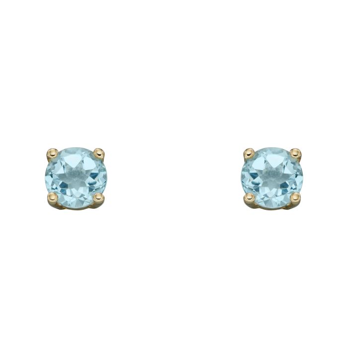 9ct yellow gold aquamarine stud earrings - Carathea jewellers