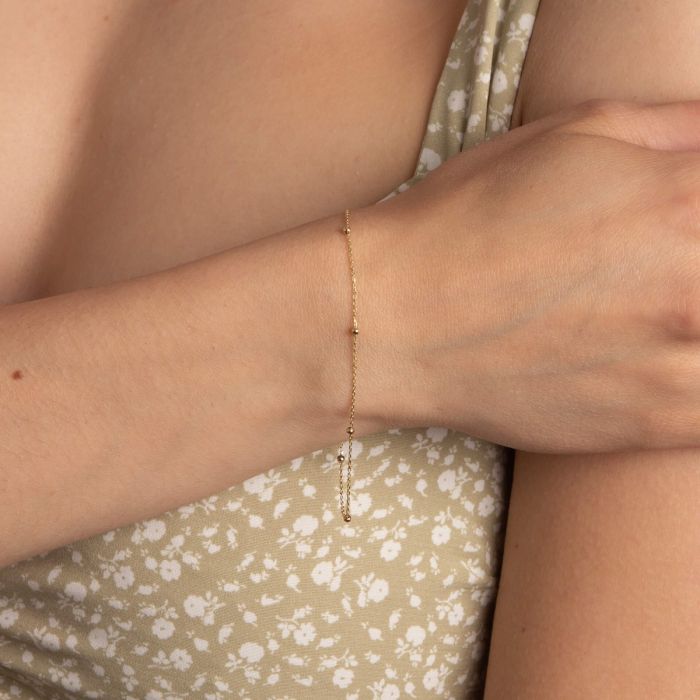 9ct yellow gold fine and ball station bracelet - Carathea jewellers