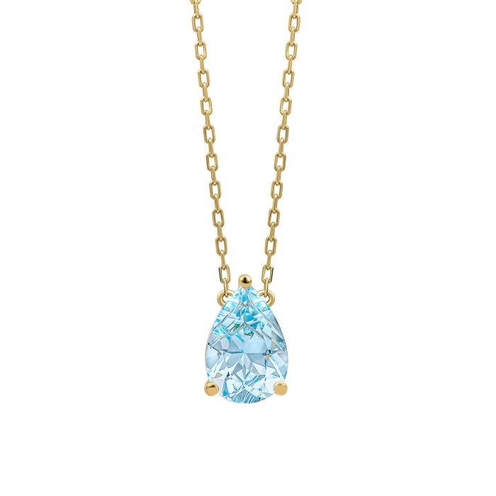 ladies gold fancy cut pear-shaped blue topaz necklace - Carathea jewellers