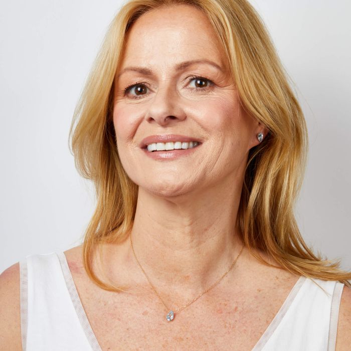 ladies gold fancy cut pear-shaped blue topaz necklace - Carathea jewellers