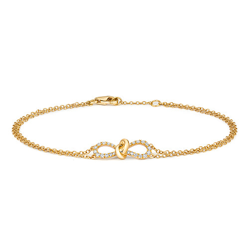 18ct gold double chain bracelet with infinity sign and knot - Carathea and Jools