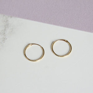Gold Hinged Diamond Cut Sleeper Earrings 10mm