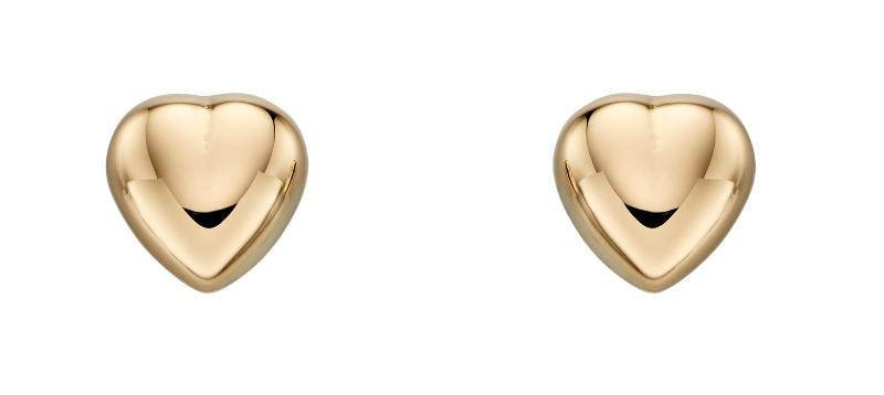 9ct domed heart stud earrings - Carathea jewellers