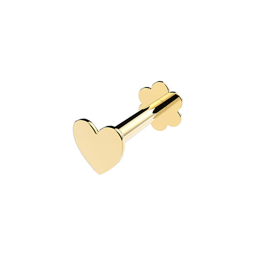 plain gold heart cartilage labret stud - Carathea jewellers