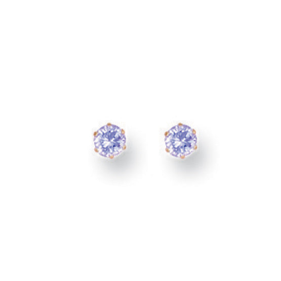 9ct Gold Small Lavender CZ Stud Earrings
