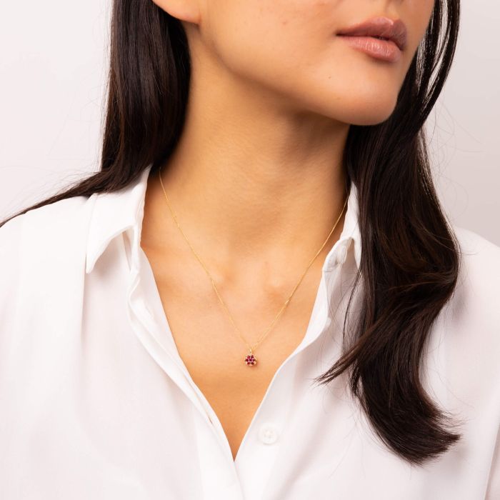 9ct Gold Seven Stone Ruby Cluster Pendant