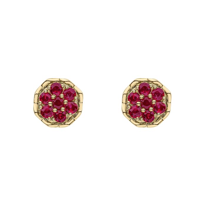 gold ruby flower stud earrings - Carathea jewellers