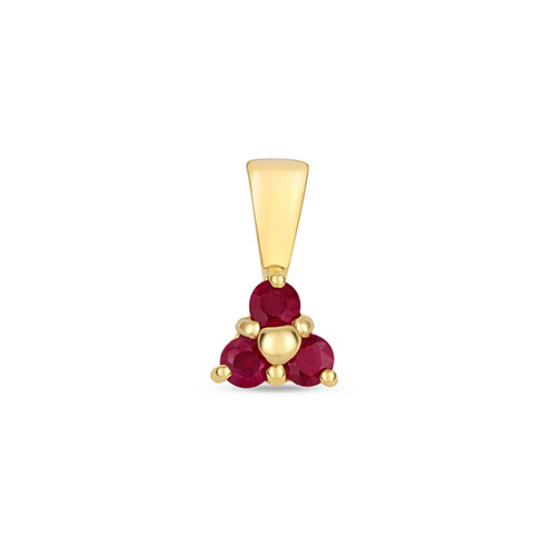 9ct gold three-stone ruby triangular pendant - Carathea & Jools