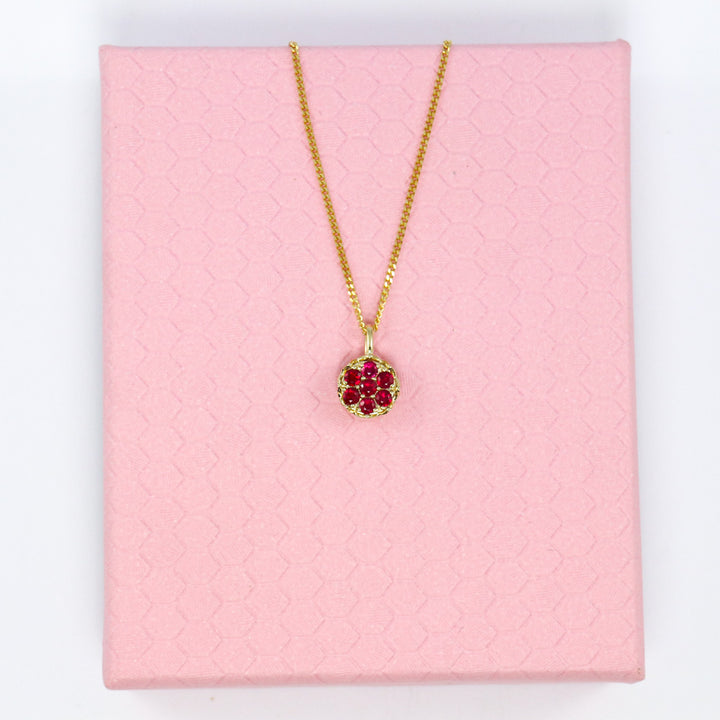 9ct Gold Seven Stone Ruby Cluster Pendant