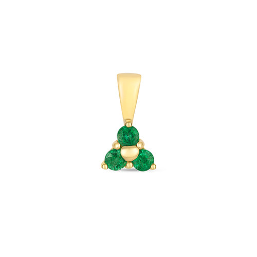 9ct gold three-stone emerald triangular pendant - Carathea & Jools.