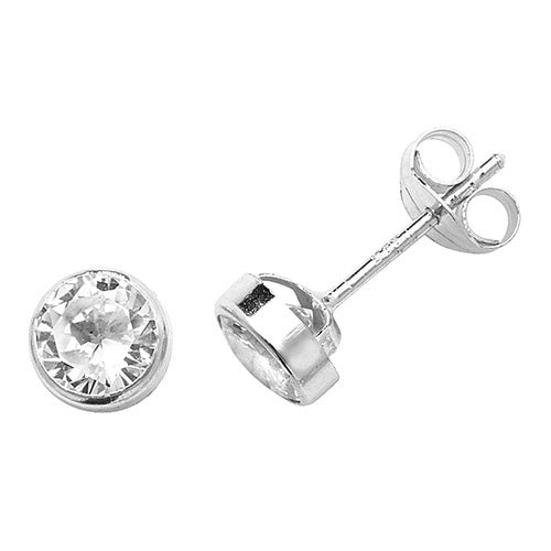 white gold bezel set 5 mm cz stud earrings - Carathea jewellers