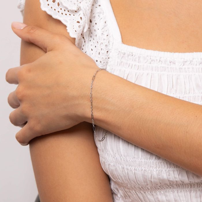 9ct white gold contemporary linked bracelet - Carathea jewellers