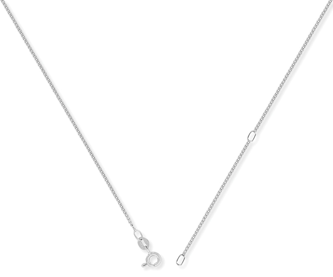 9ct white gold curb chain 16-18" - Carathea
