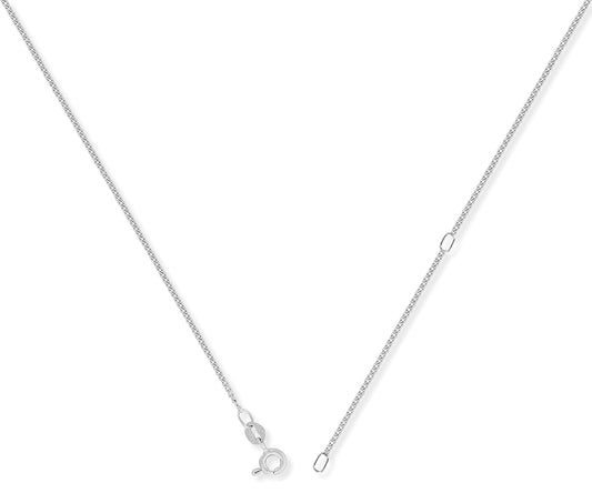 9ct white gold curb chain 16-18" - Carathea