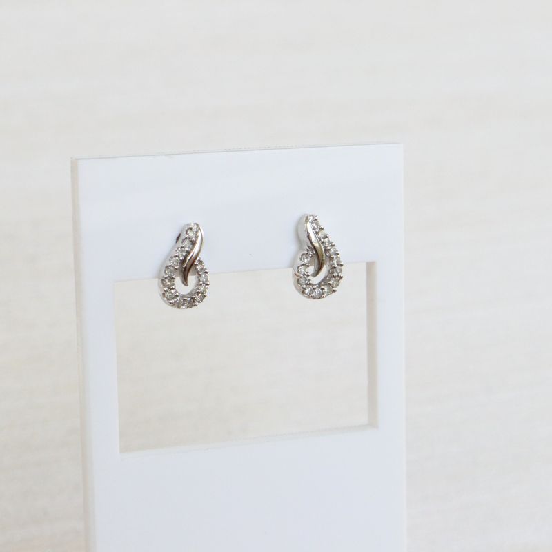 9ct White Gold Diamond Swirl Earrings 0.16ct