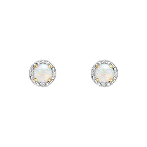 9ct gold with opal and diamond round earrings - Carathea jewellers