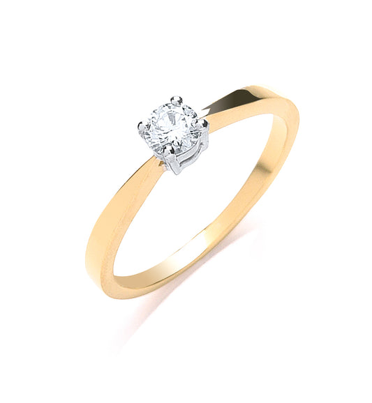 9ct yellow gold diamond solitaire 0.25 ct | Carathea