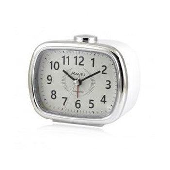 White Gloss Alarm Clock Silver Bezel with Light