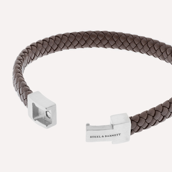 Steel & Barnett "Archie" Bracelet in Brown Leather and Steel
