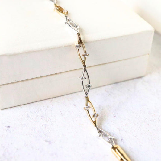 two tone gold bracelet with cz Carathea Jewellers