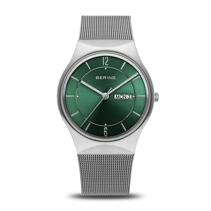 Men's Bering Green Dial Watch with Day & Date 11938-008DD