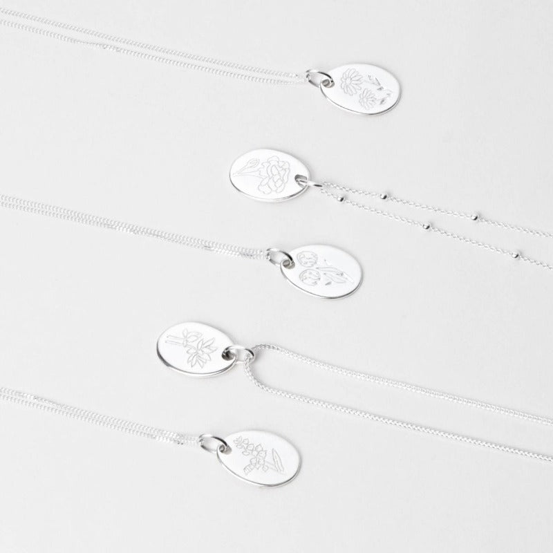 Silver lily of the valley birth month flower pendant - Carathea