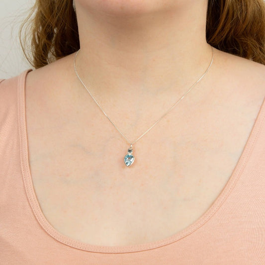 Silver and blue topaz pendant - Carathea Jewellers