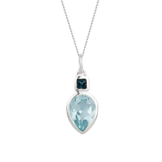 Silver and blue topaz pendant - Carathea Jewellers