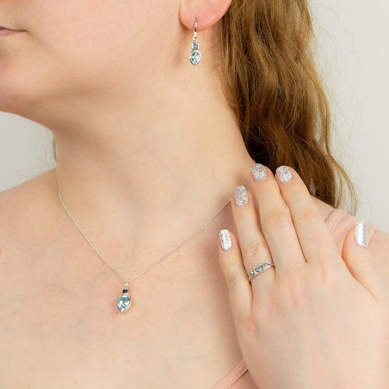 Silver and blue topaz pendant - Carathea Jewellers