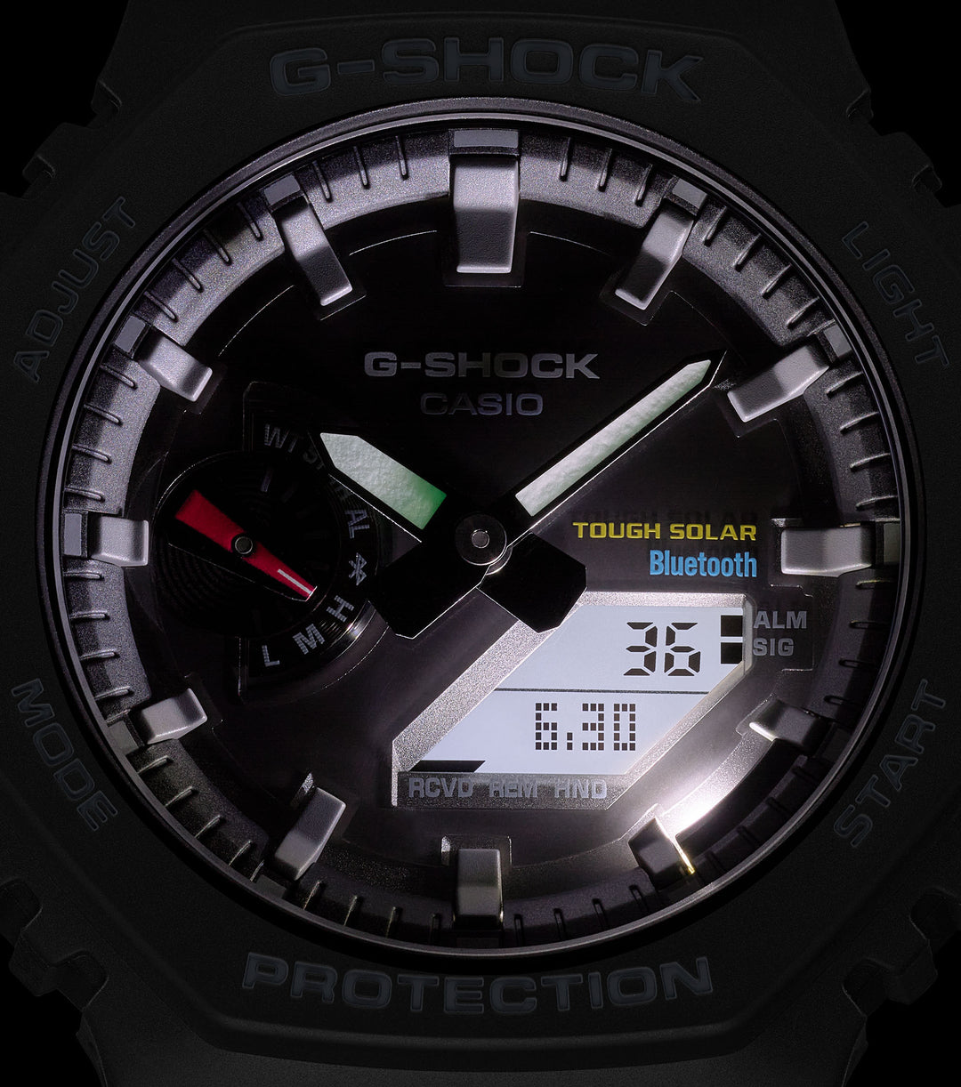 Casio G-Shock in Black with White Hands, Bluetooth &  Light GA-B2100-1AER