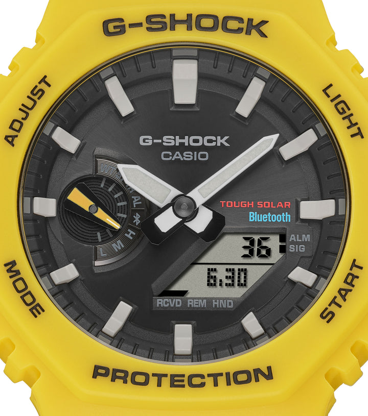 Casio yellow G-Shock watch with solar and bluetooth connectivity - Carathea & Jools
