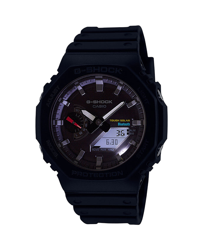 Casio G-Shock in Black with White Hands, Bluetooth &  Light GA-B2100-1AER