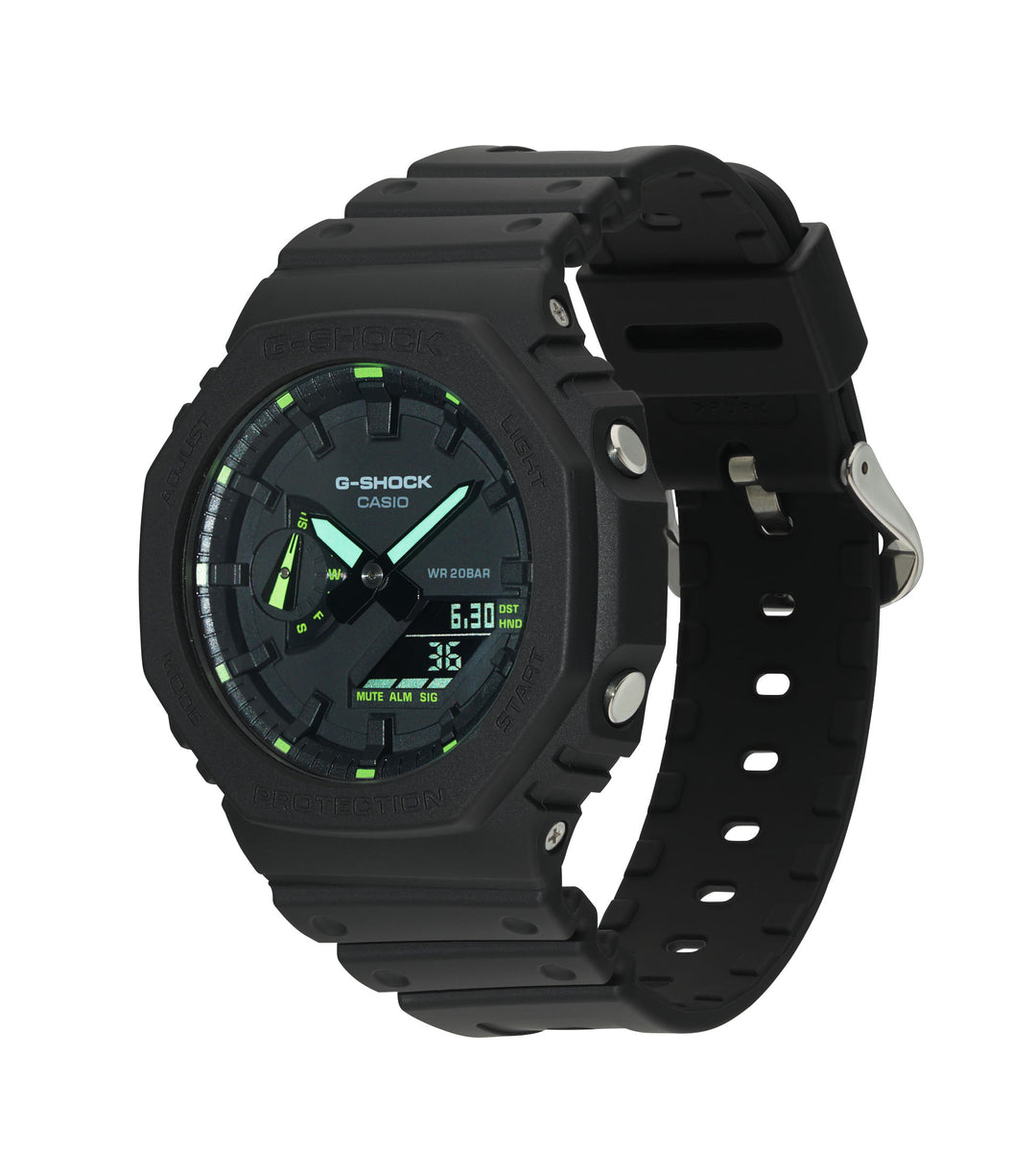 Casio G-Shock matte black and neon green watch - Carathea & Jools
