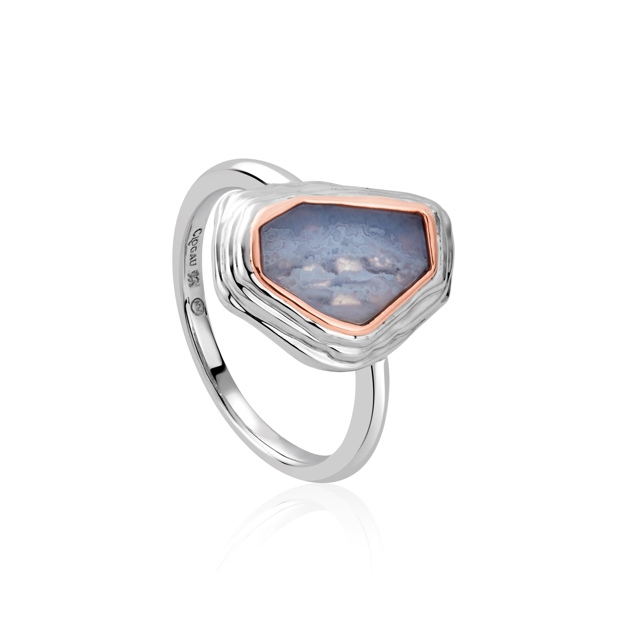 Clogau Gold Capstones ring with blue lace agate Carathea Jewellers