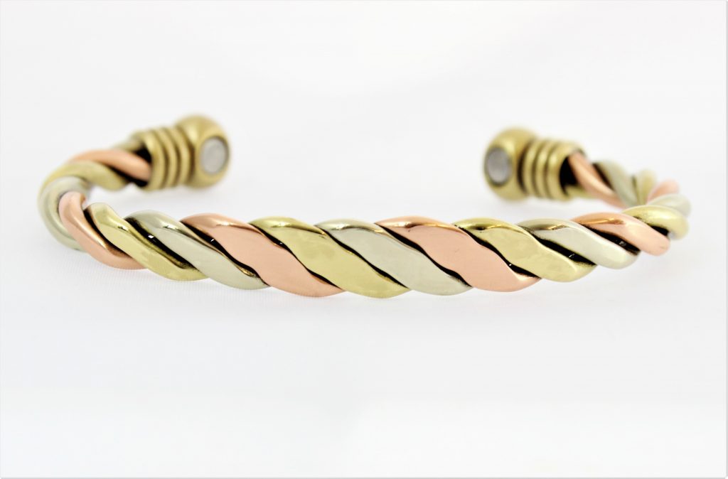 three colour twisted copper bangle - Carathea jewellers