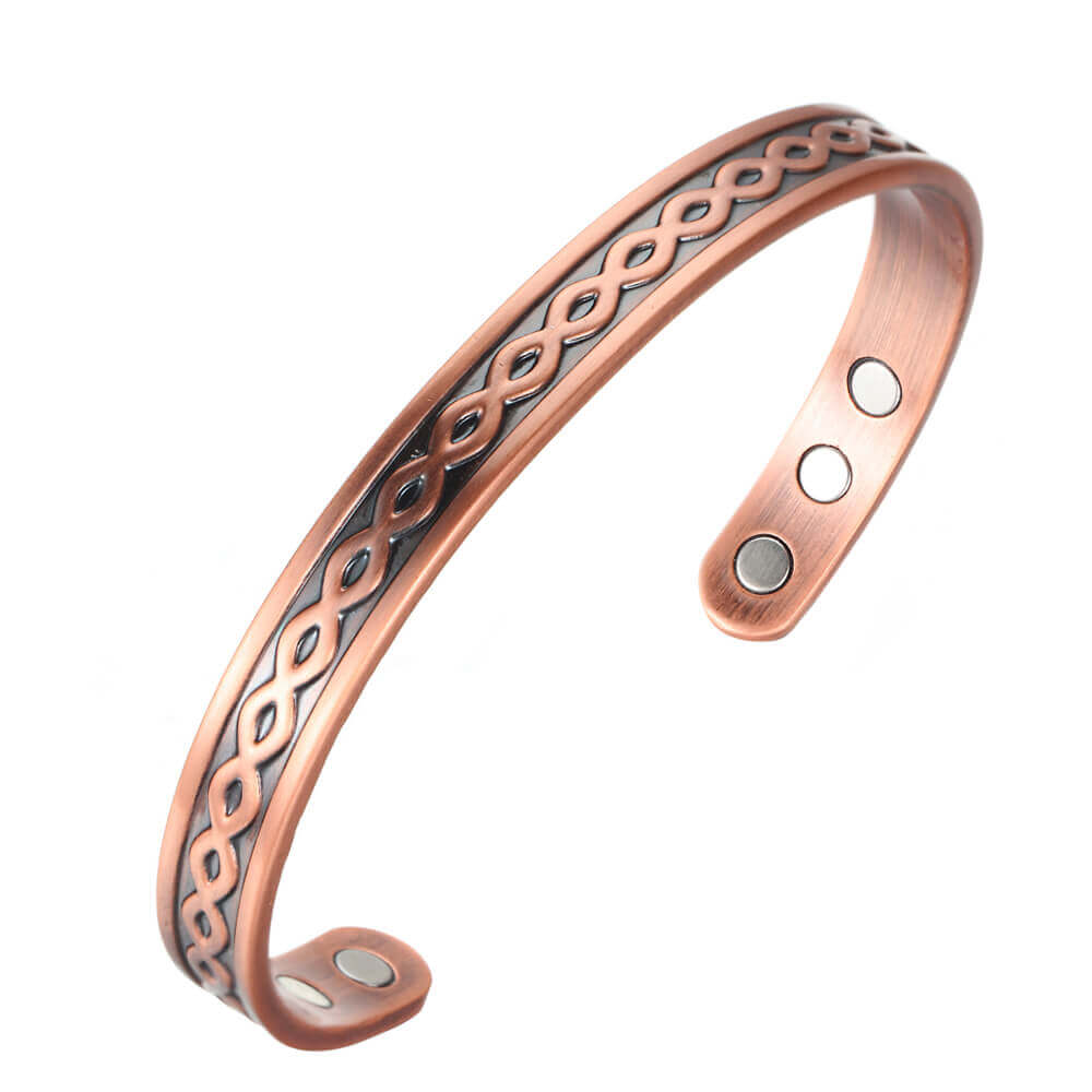 Copper magnetic bangle with celtic design