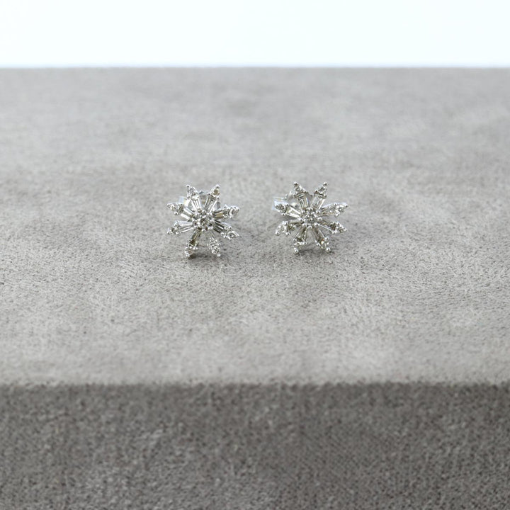 White Gold Diamond Snowflake Earrings