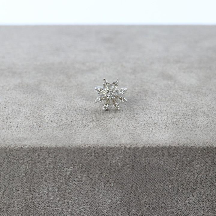 White Gold Diamond Snowflake Earrings