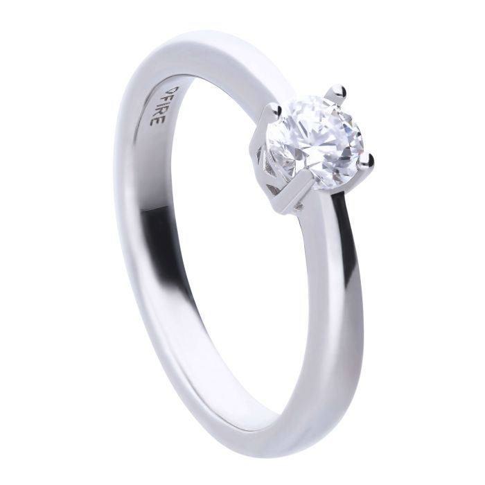 silver 1 carat zirconia solitaire ring - Carathea