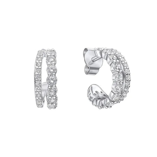 Diamonfire half hoop double strand earrings - Carathea jewellers