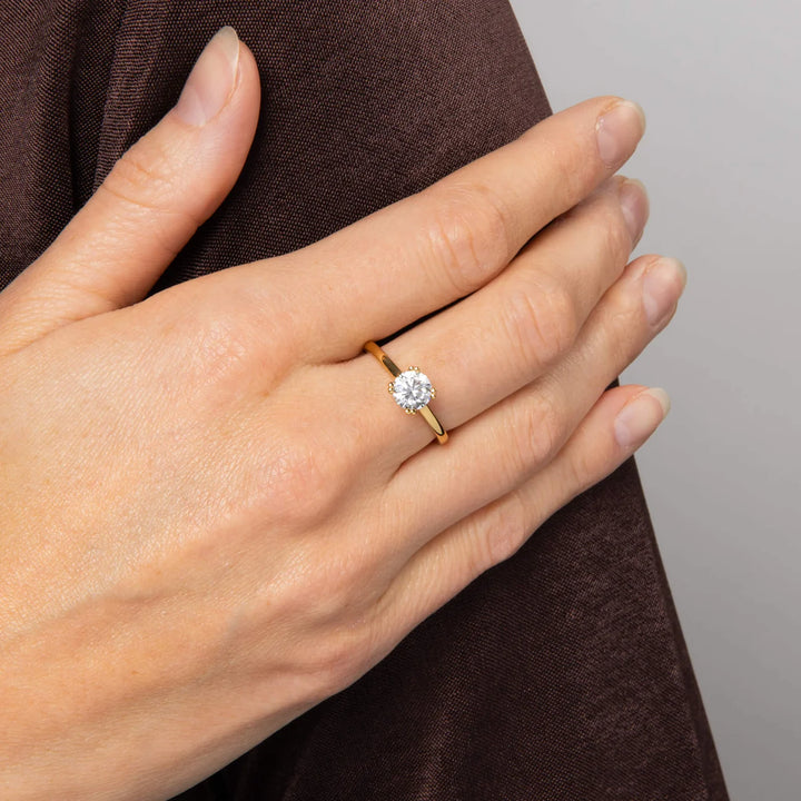 gold plated silver double claw solitaire zirconia ring - Carathea & Jools