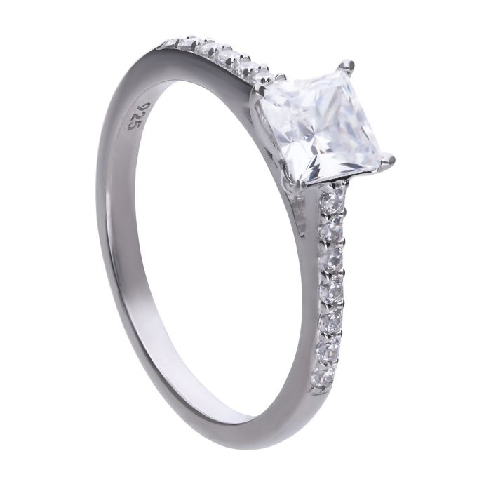silver princess cut ring - Carathea jewellers