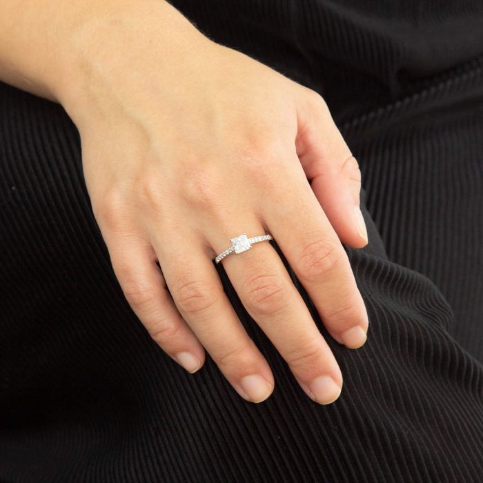 silver princess cut ring - Carathea jewellers