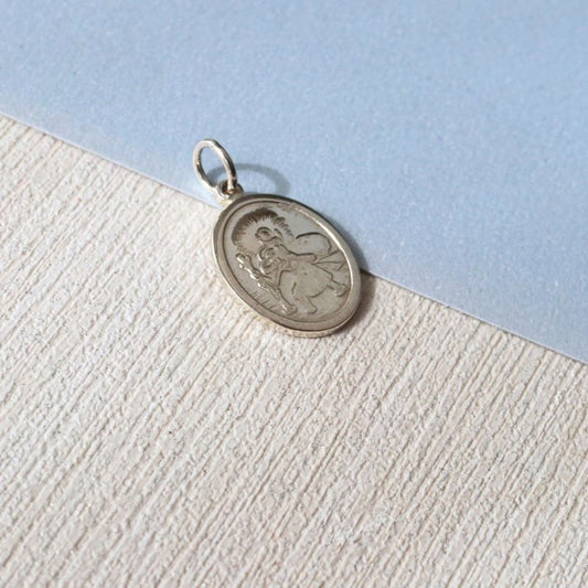 Silver Double Sided Oval St Christopher Pendant